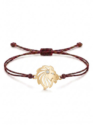 Majestic Lion Charm Cord Bracelet