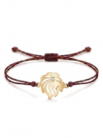 Majestic Lion Charm Cord Bracelet