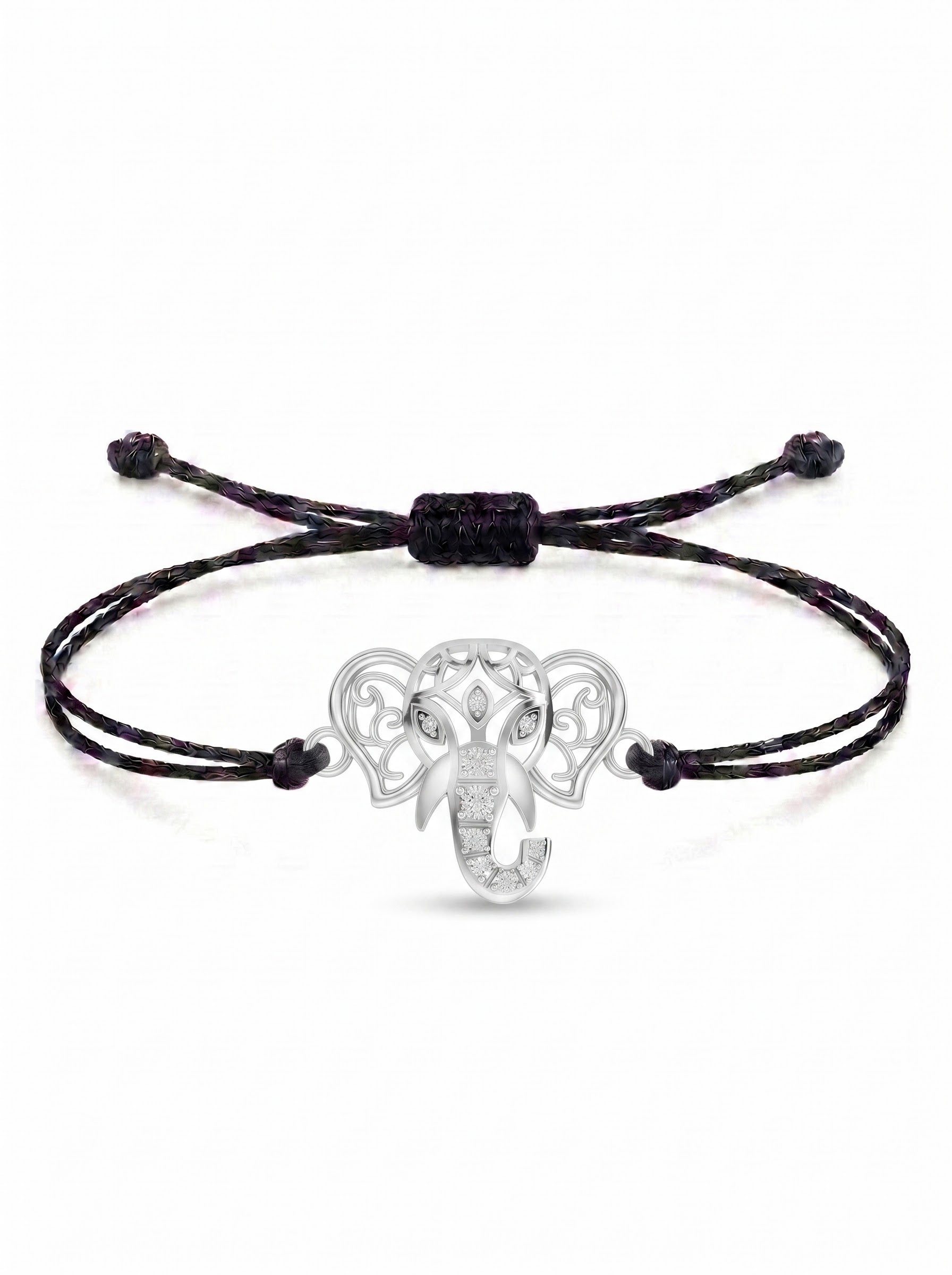 Regal Ganesha Charm Cord Bracelet