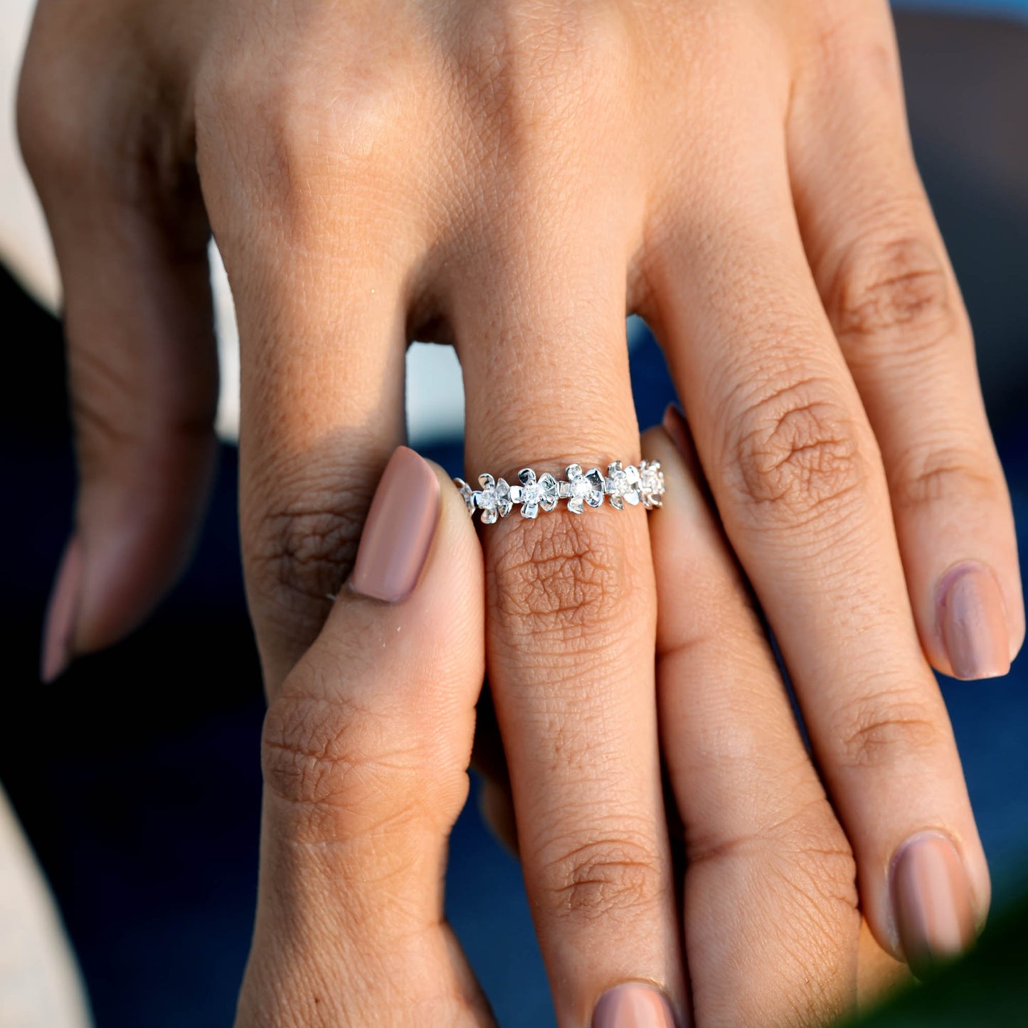 Round Cut Colorless Engagement Ring
