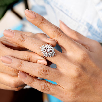 Round Cut Colorless Engagement Ring