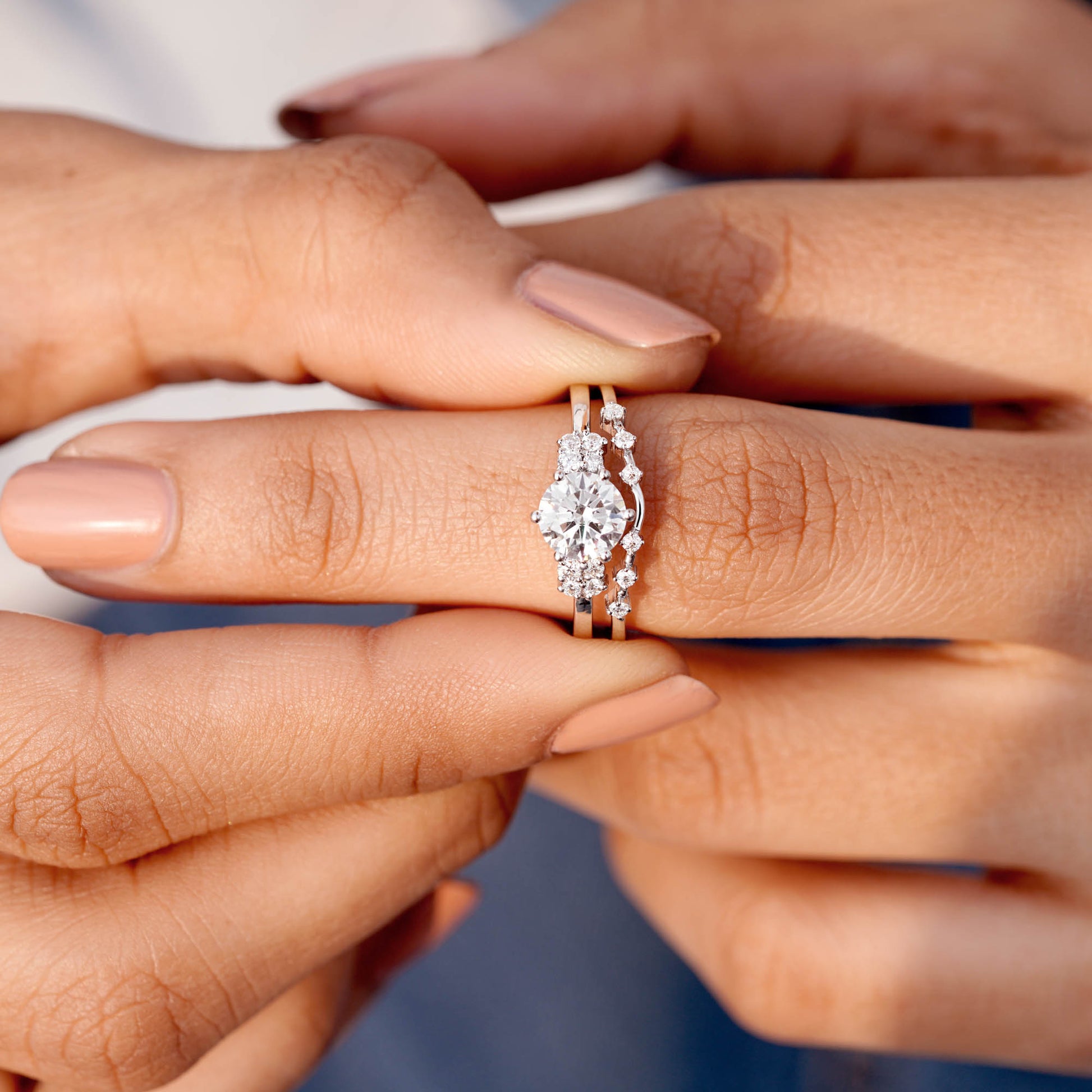 Round Cut Colorless Engagement Ring