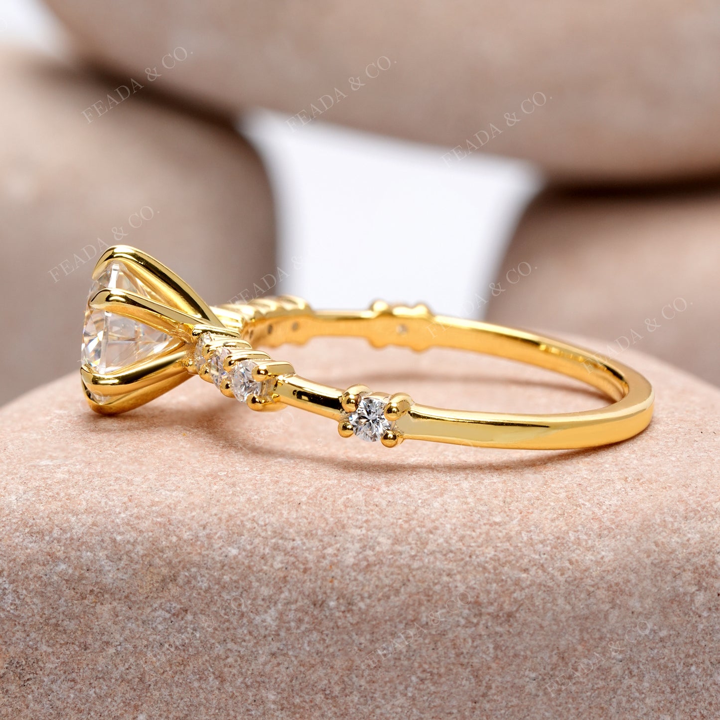 Round Cut Colorless  Engagement Ring