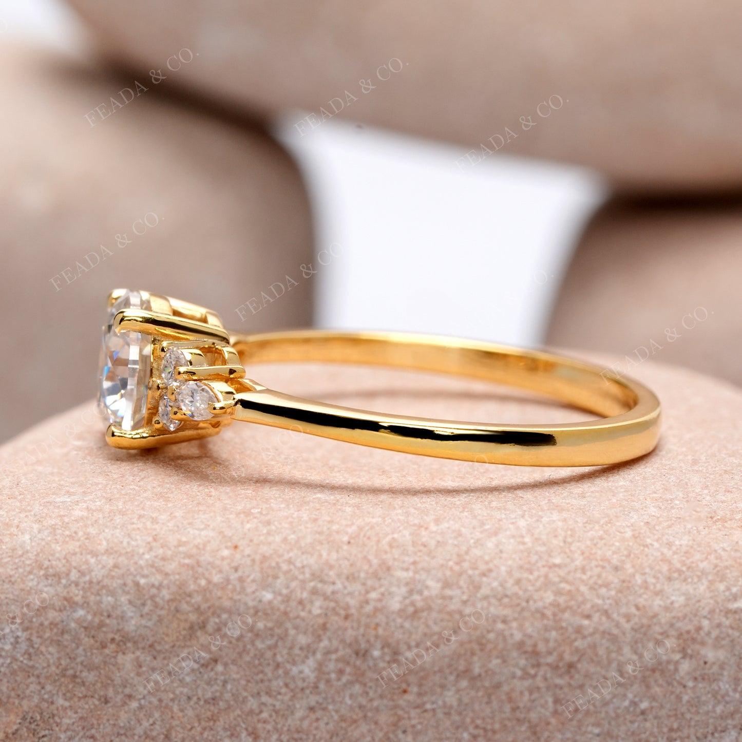 Round, Marquise cut, Colorless Engagement Ring