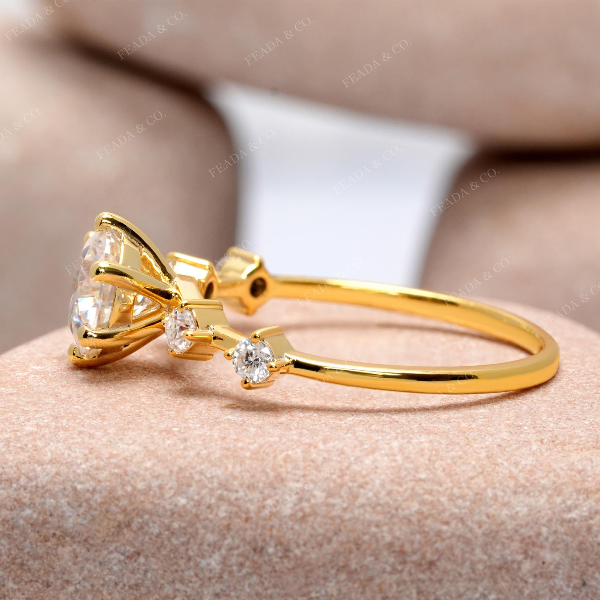 Round Cut Colorless Engagement Ring