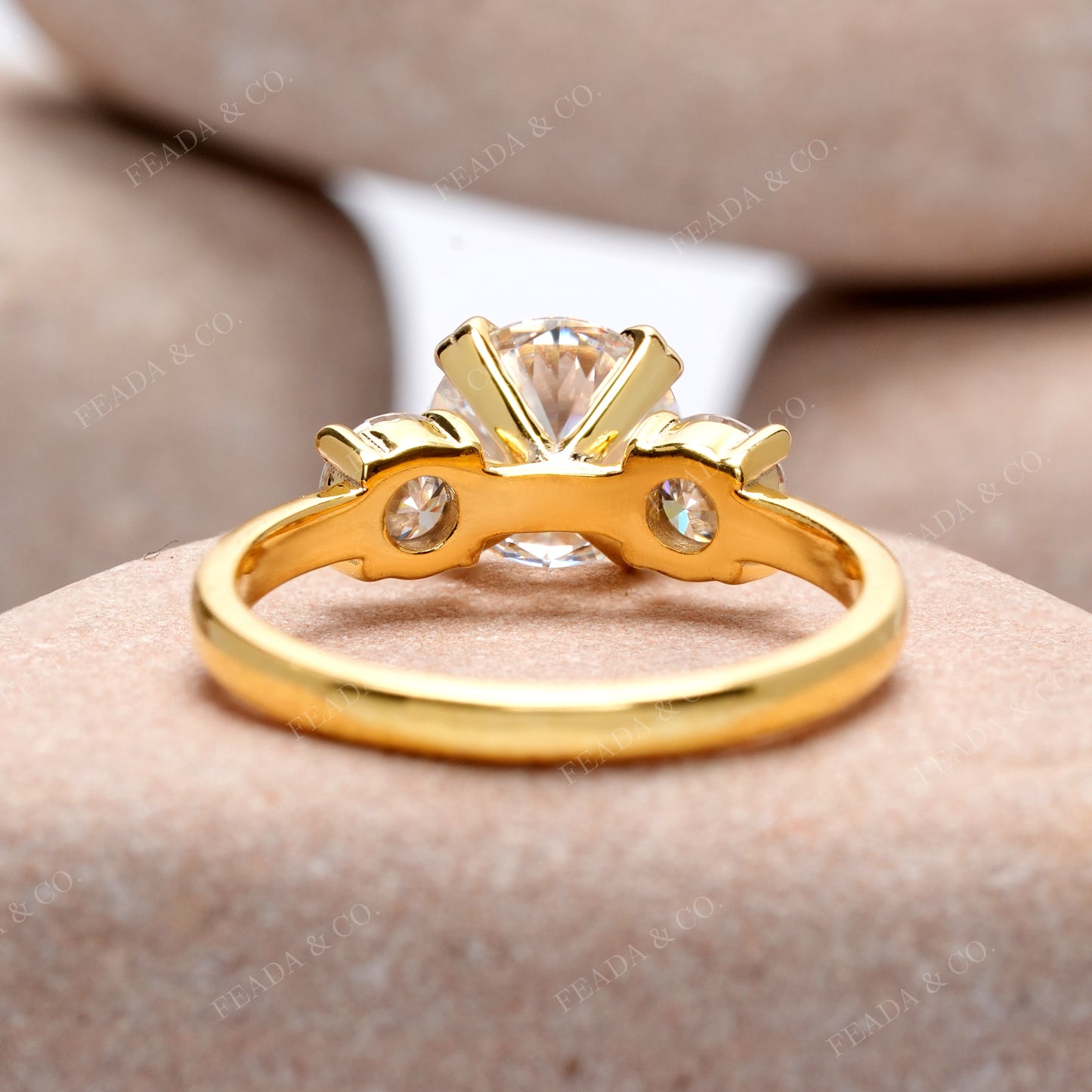 Round Cut Colorless Engagement Ring