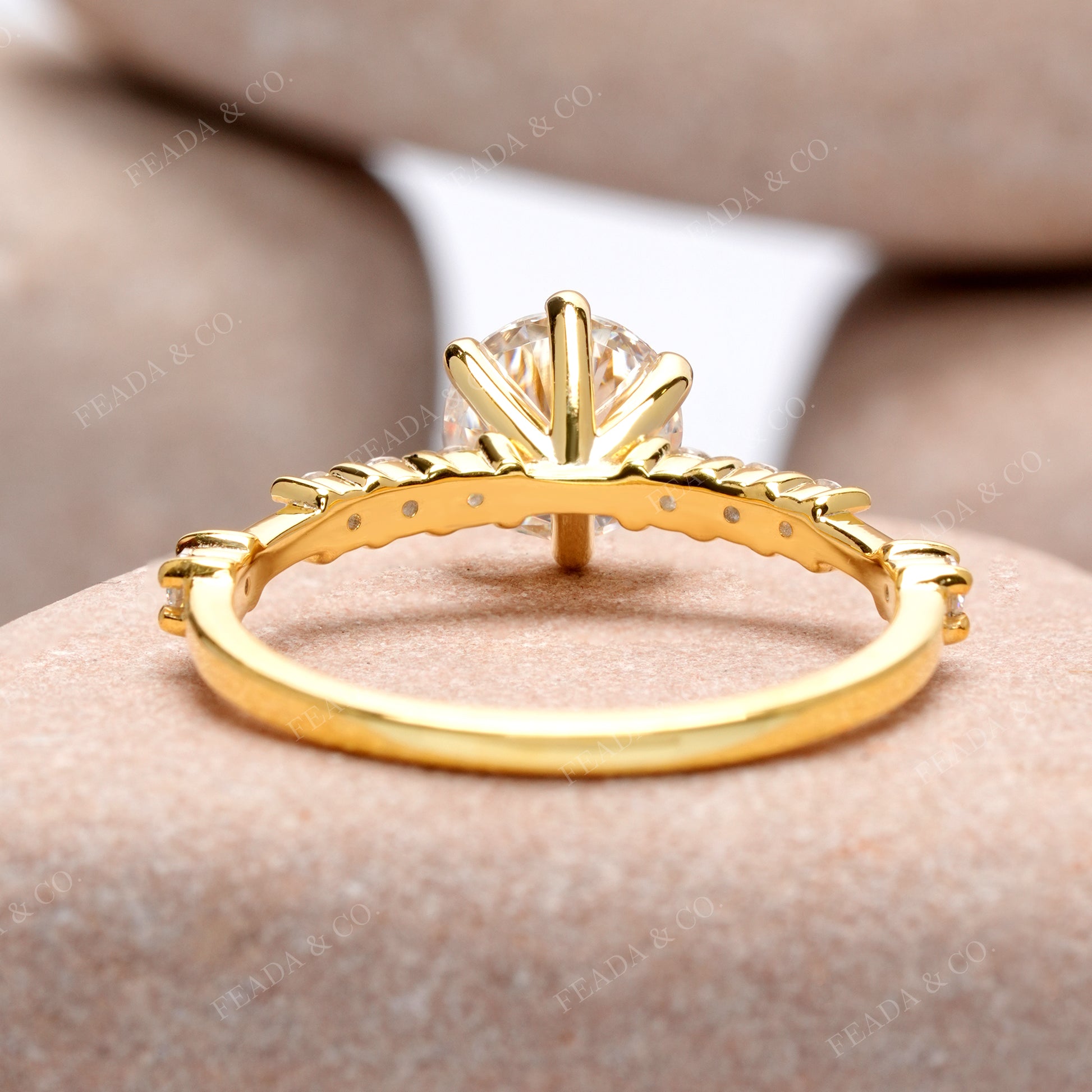 Round Cut Colorless  Engagement Ring
