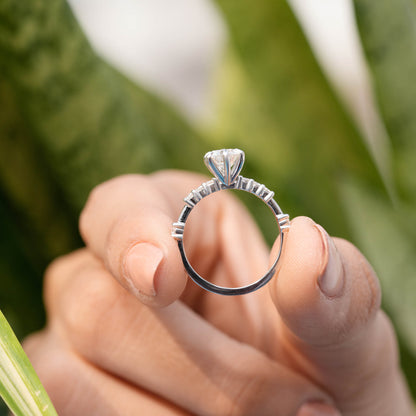 Round Cut Colorless  Engagement Ring