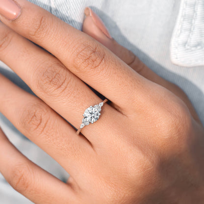 Round, Marquise cut, Colorless Engagement Ring