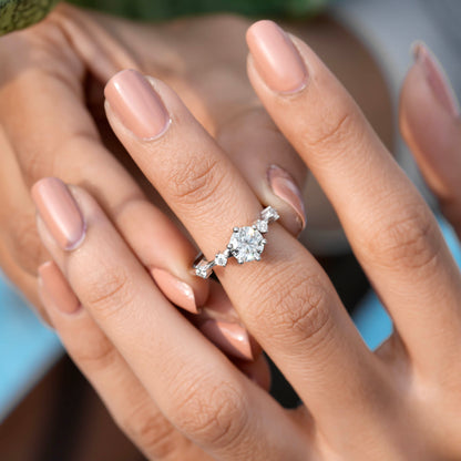 Round Cut Colorless Engagement Ring