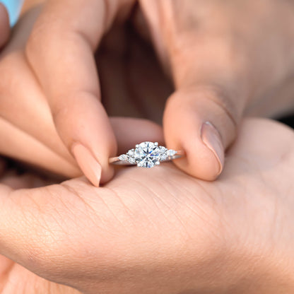 Round, Marquise cut, Colorless Engagement Ring