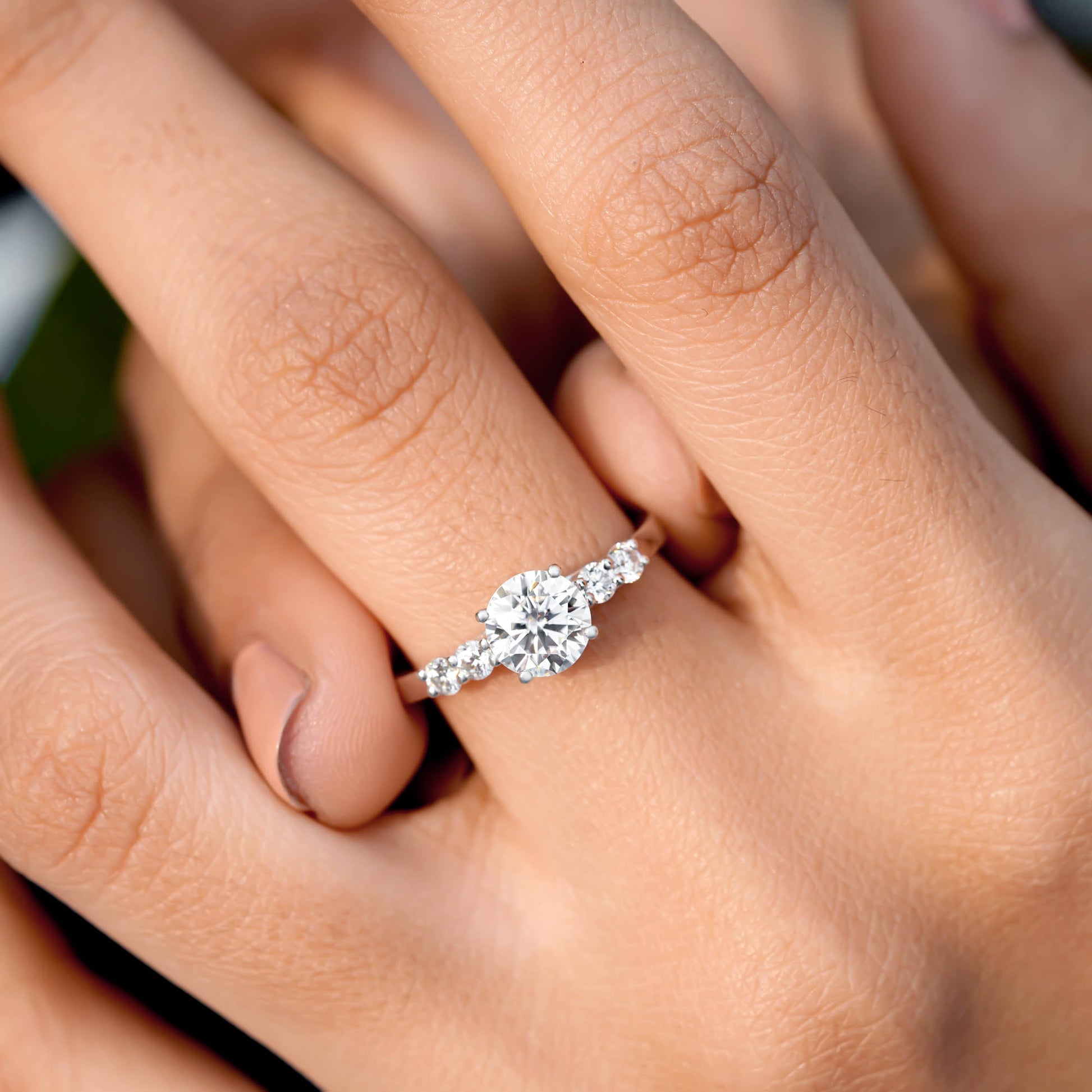 Round Cut Colorless Engagement Ring