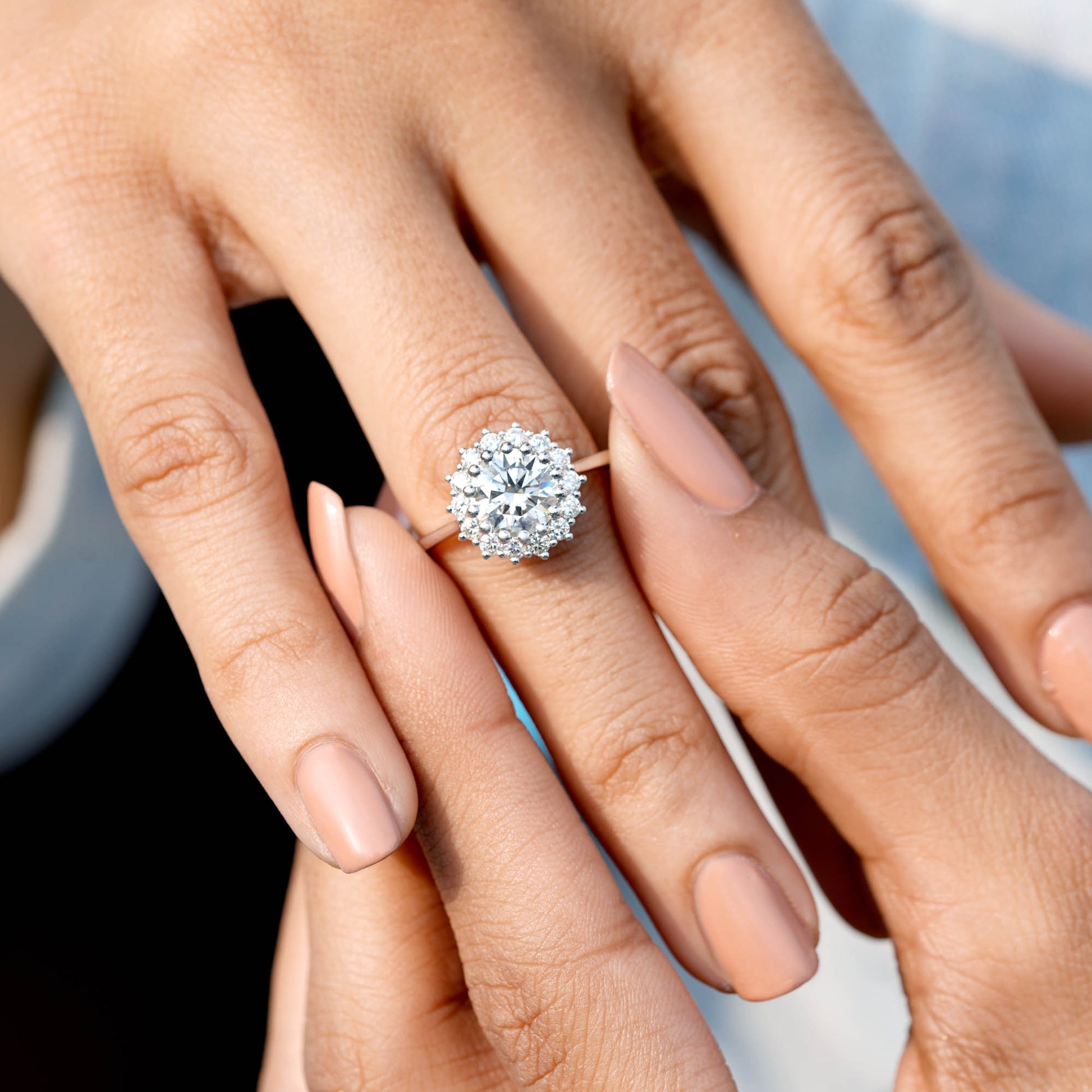 Round Cut Colorless Engagement Ring