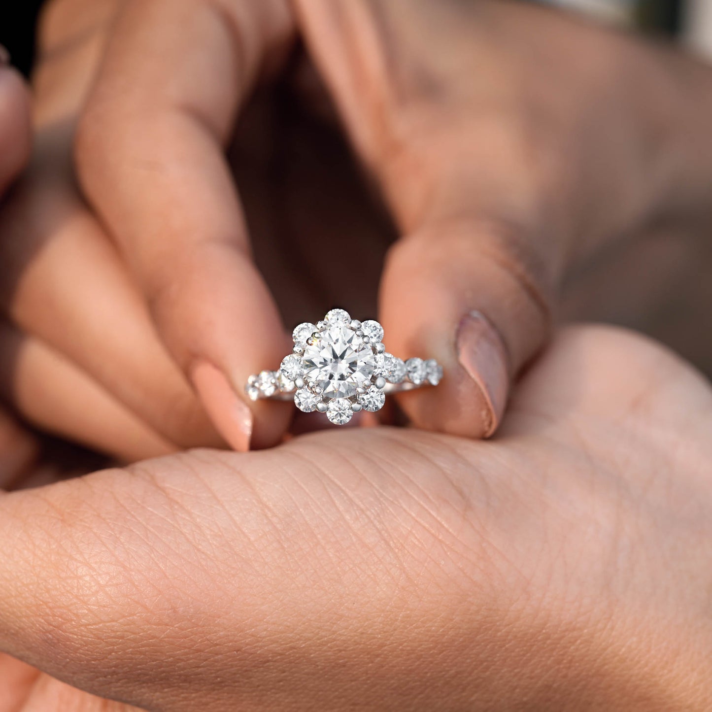 Round Cut Colorless Engagement Ring