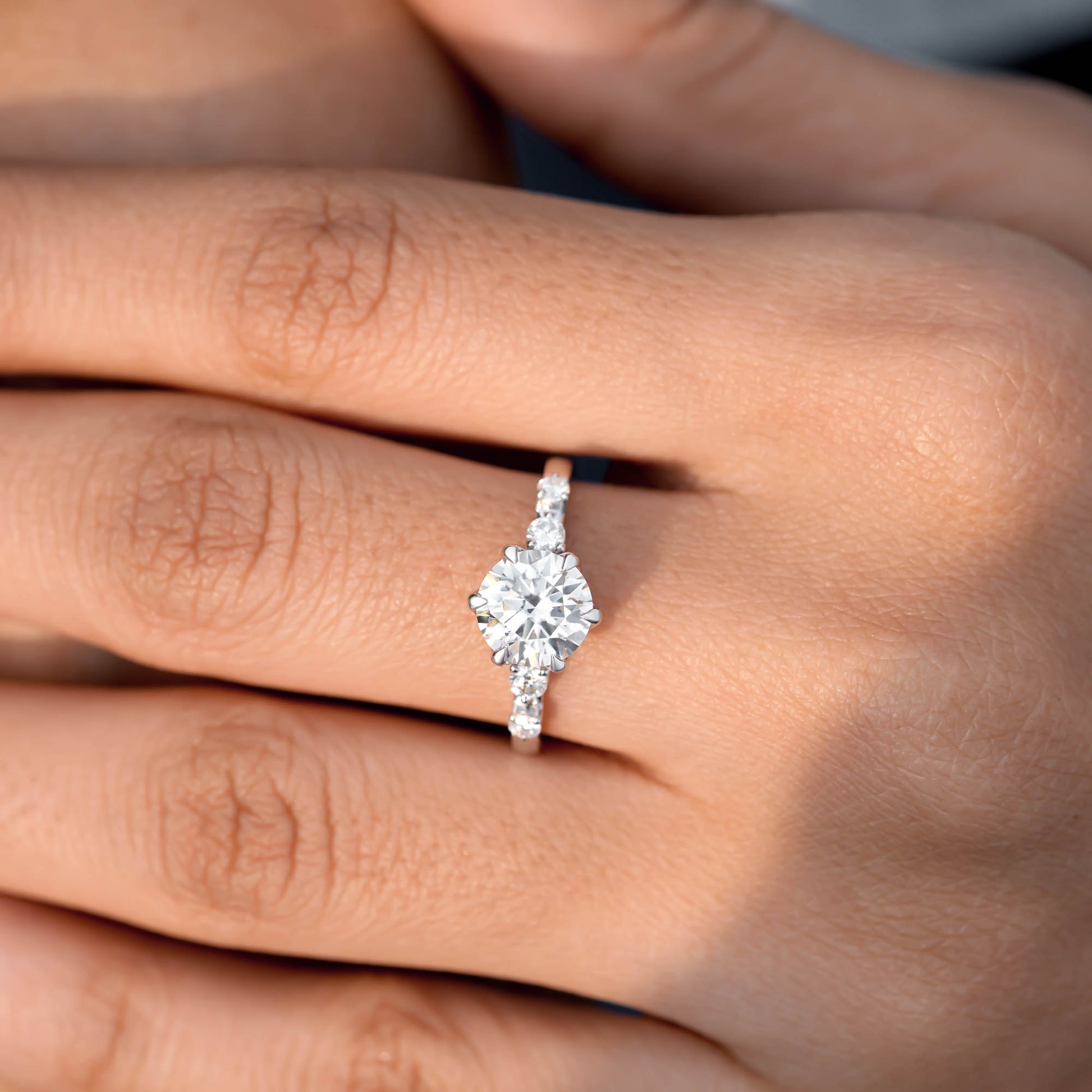 Round Cut Colorless Engagement Ring