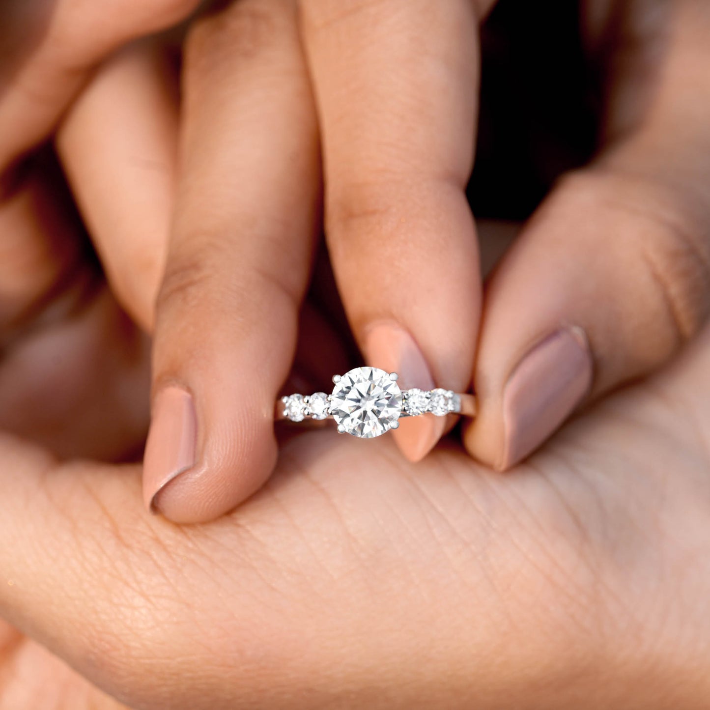 Round Cut Colorless Engagement Ring