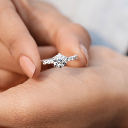 Round Cut Colorless  Engagement Ring