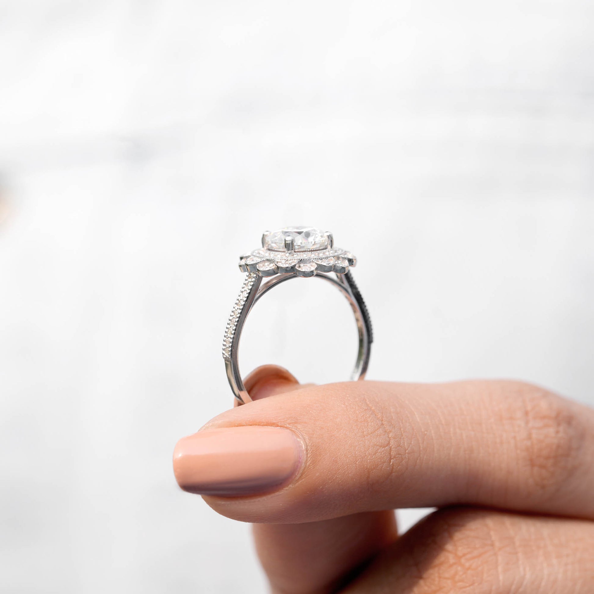 Round Cut Colorless Engagement Ring