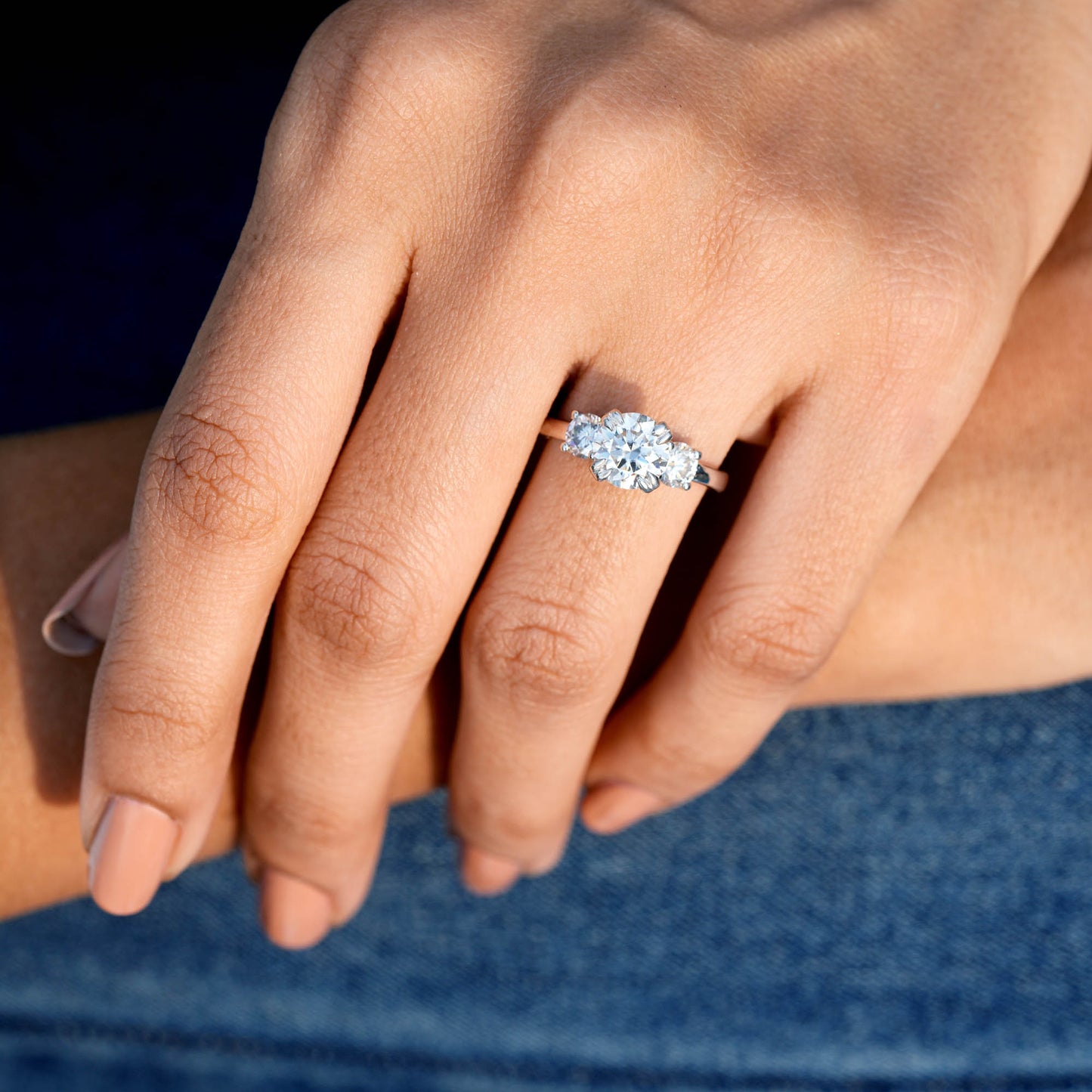 Round Cut Colorless Engagement Ring