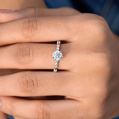 Round Cut Colorless  Engagement Ring