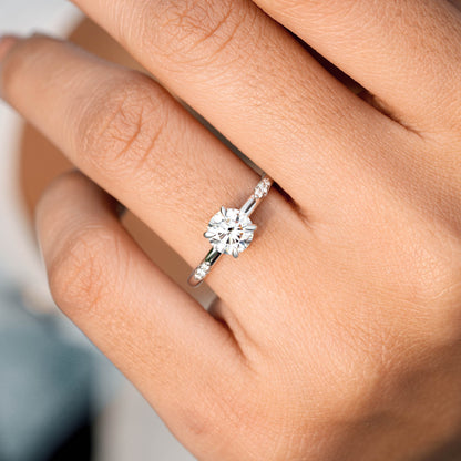 Round Cut Colorless Engagement Ring