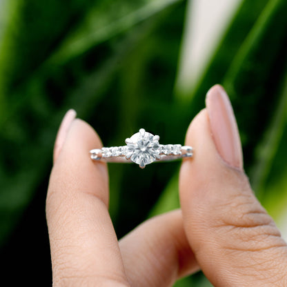 Round Cut Colorless  Engagement Ring