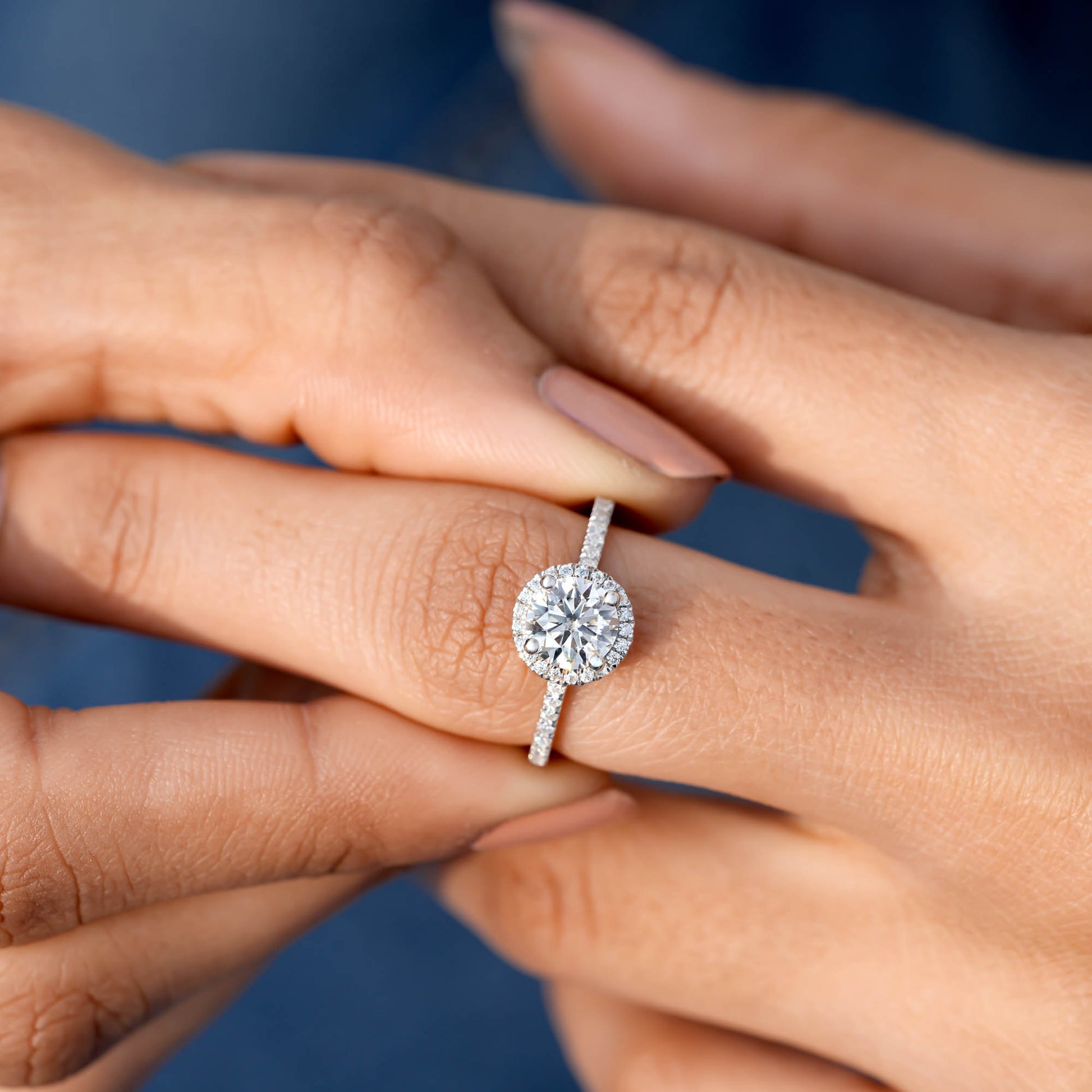 Round Cut Colorless Engagement Ring