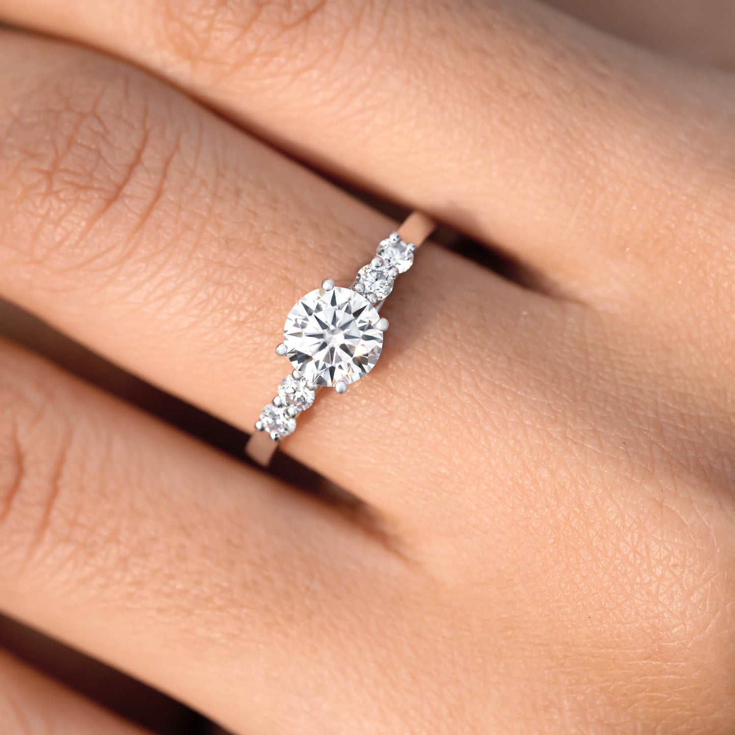 Round Cut Colorless Engagement Ring