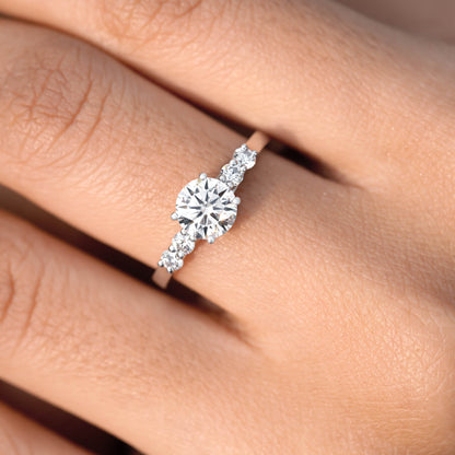 Round Cut Colorless Engagement Ring