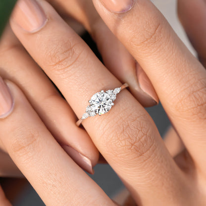 Round, Marquise cut, Colorless Engagement Ring