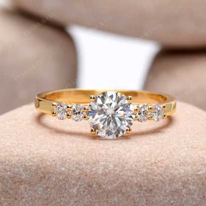 Round Cut Colorless Engagement Ring