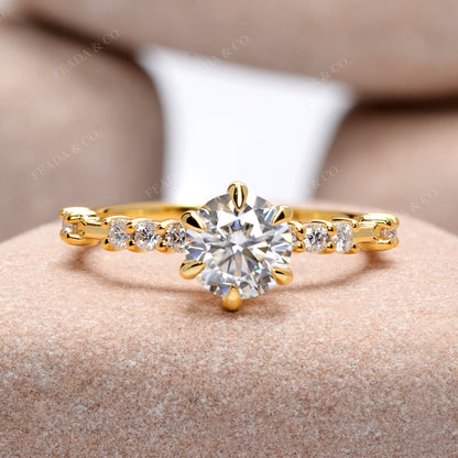 Round Cut Colorless  Engagement Ring