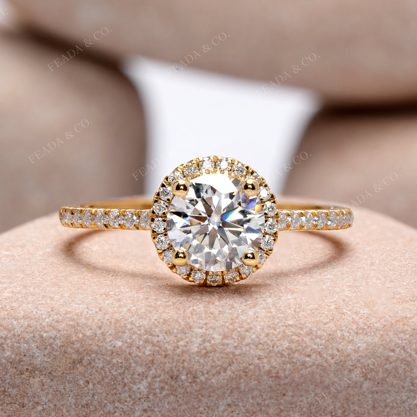 Round Cut Colorless Engagement Ring