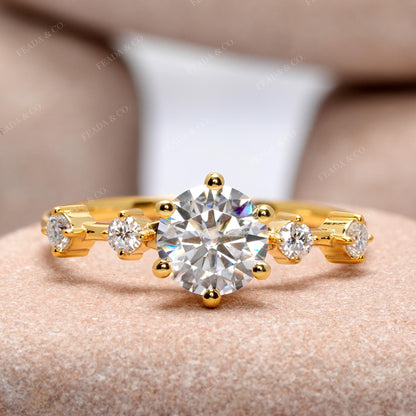 Round Cut Colorless Engagement Ring