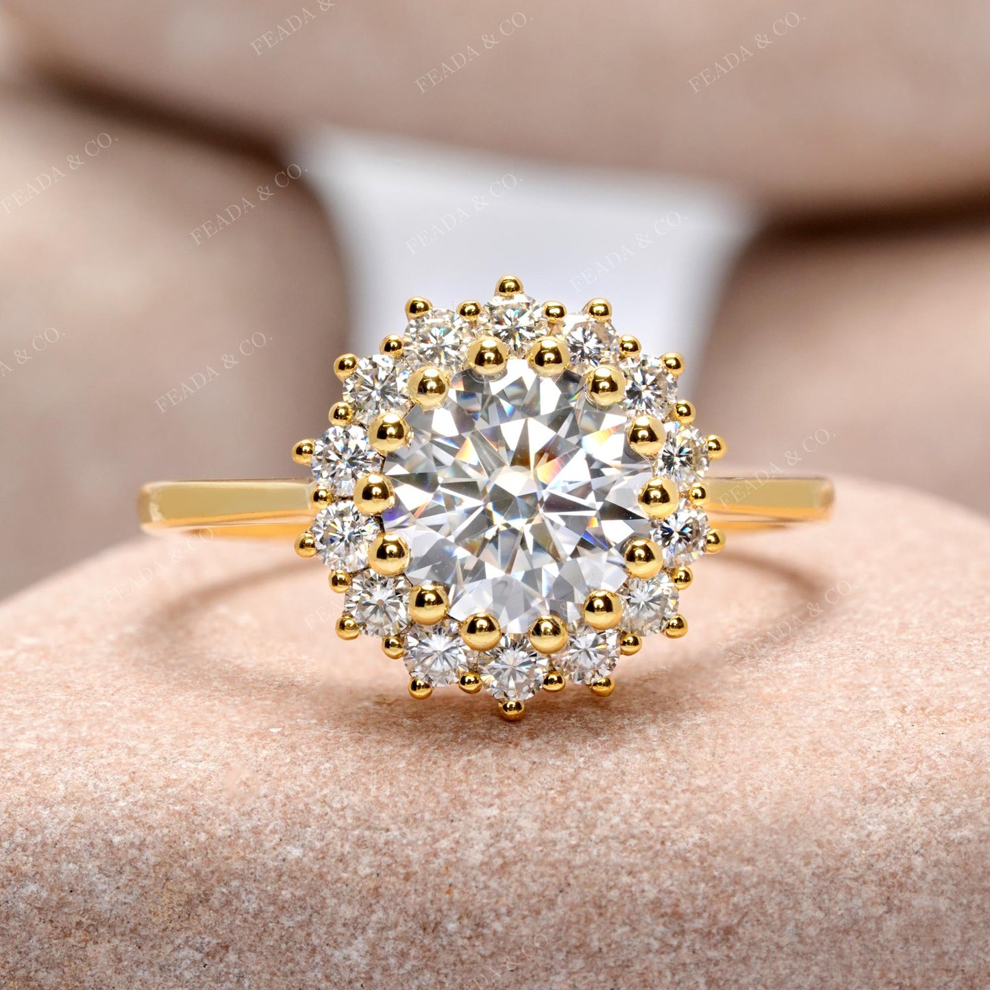 Round Cut Colorless Engagement Ring