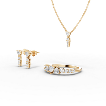 Heart Moissanite Diamond Jewelry Set with Pendant, Earrings & Eternity Ring