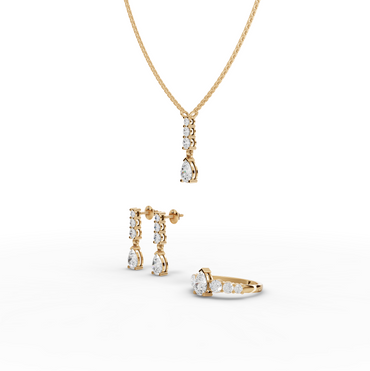 Pear Solitaire Drop Accent Moissanite Diamond Jewelry Set