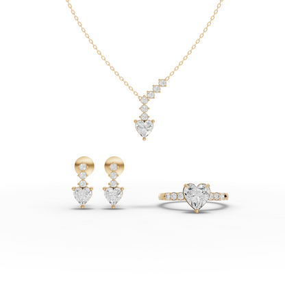 Heart-Cut Graduated Moissanite Diamond Bridal Jewelry Set