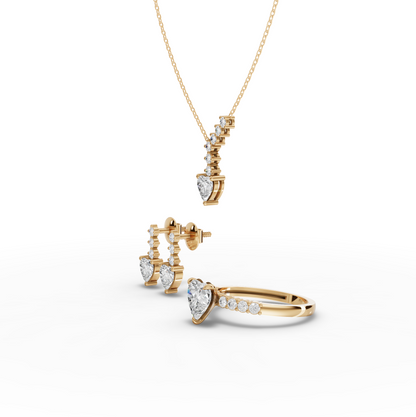 Heart-Cut Graduated Moissanite Diamond Bridal Jewelry Set