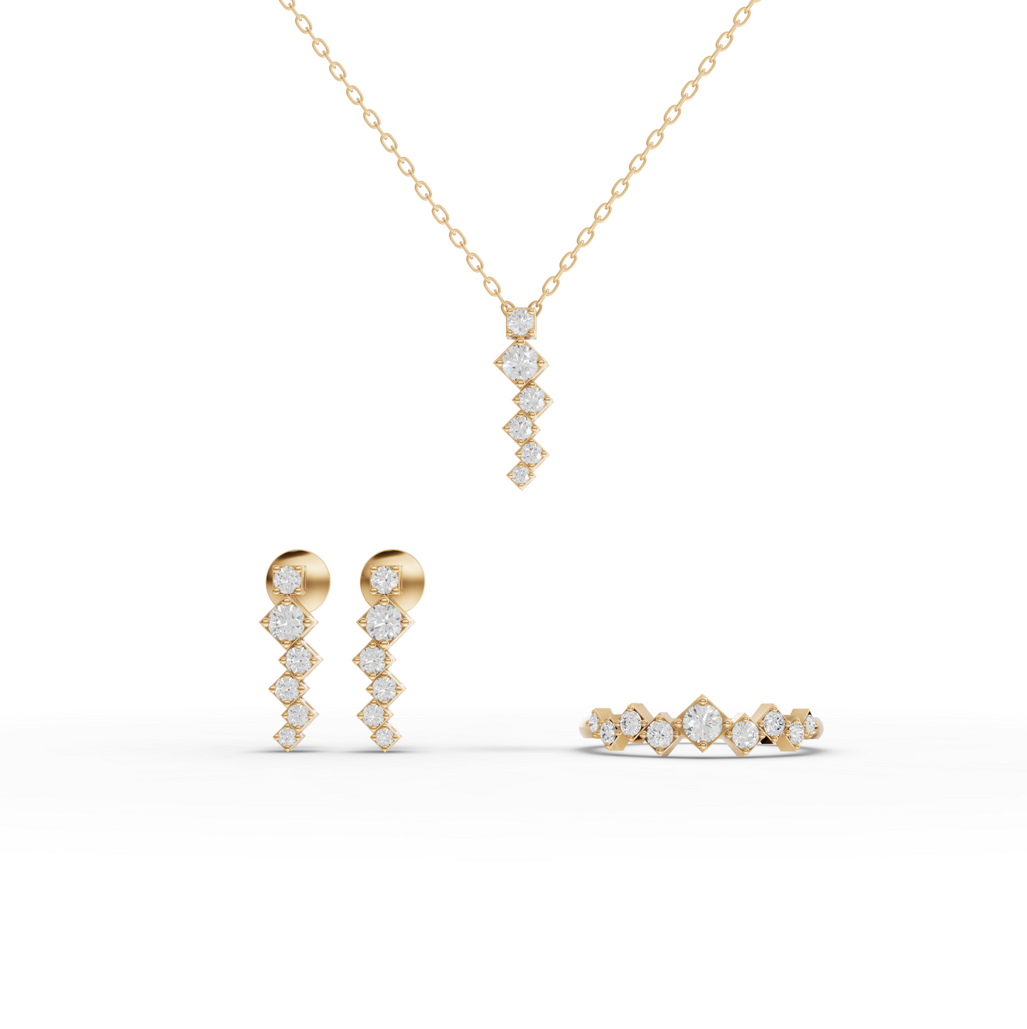 Round Geometric Eternity Moissanite Diamond Jewelry Set