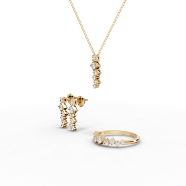 Round Geometric Eternity Moissanite Diamond Jewelry Set