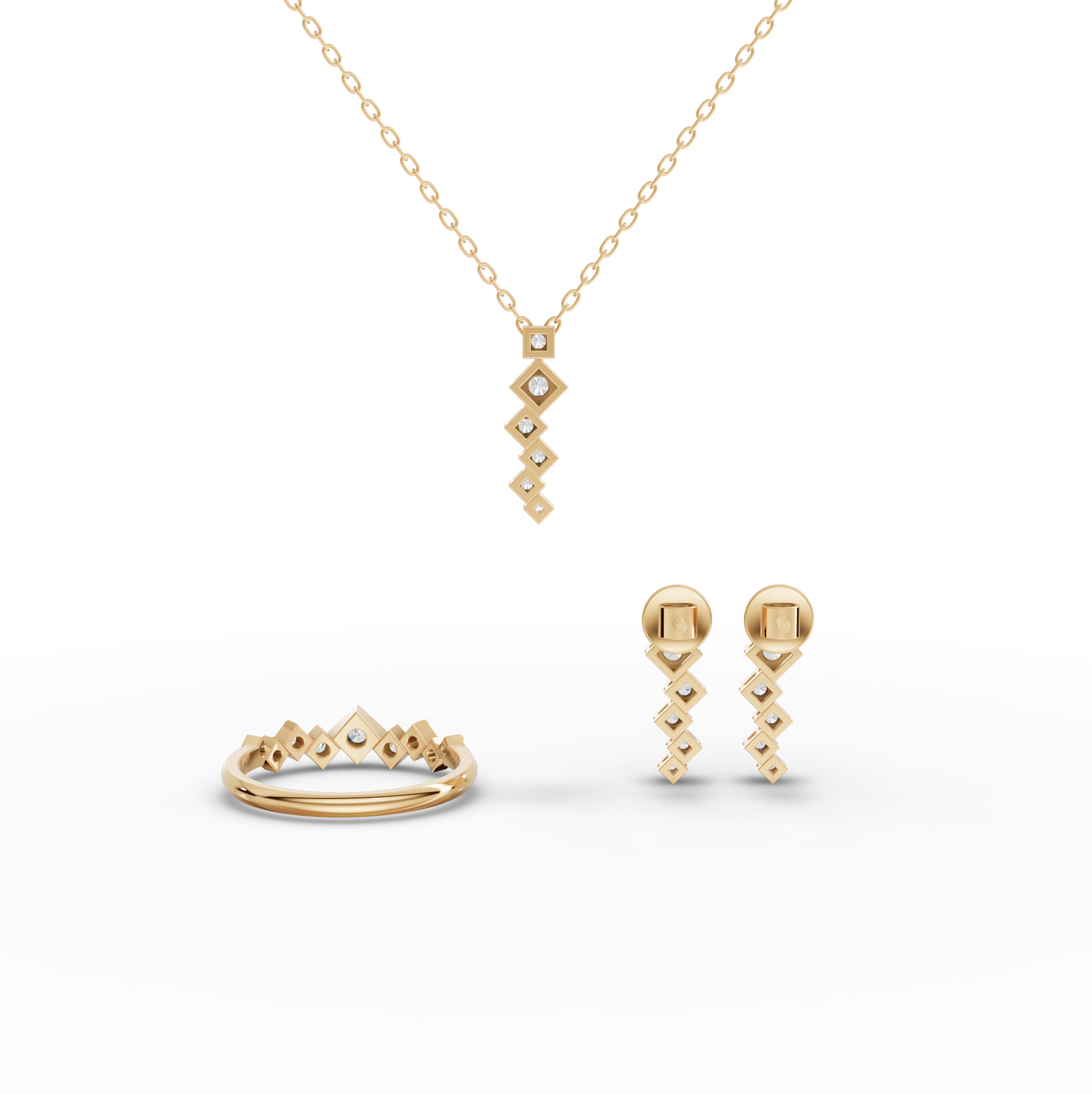 Round Geometric Eternity Moissanite Diamond Jewelry Set