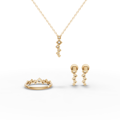 Round Geometric Eternity Moissanite Diamond Jewelry Set