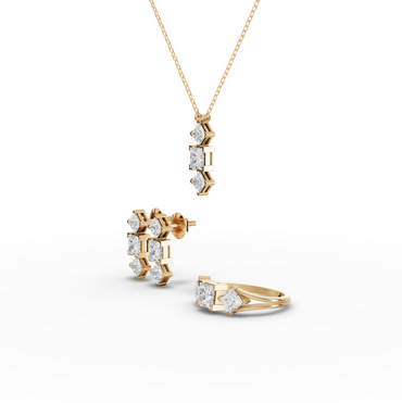 Princess-Cut Geometric Moissanite Diamond Jewelry Set