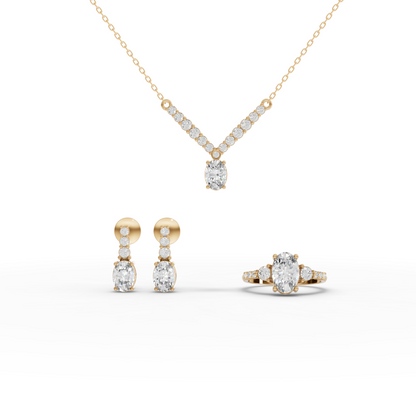 Oval Moissanite Diamond Graduated Drop Jewelry Set
