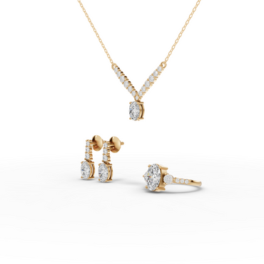 Oval Moissanite Diamond Graduated Drop Jewelry Set