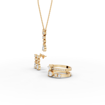 Pear & Hexagon Geometric Moissanite Diamond Jewelry Set