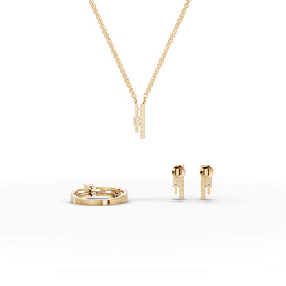 Emerald-Cut Vertical Bar Moissanite Diamond Jewelry Set