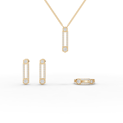 Hexagon Bar Drop Moissanite Diamond Jewelry Set