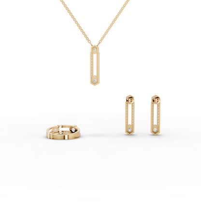 Hexagon Bar Drop Moissanite Diamond Jewelry Set